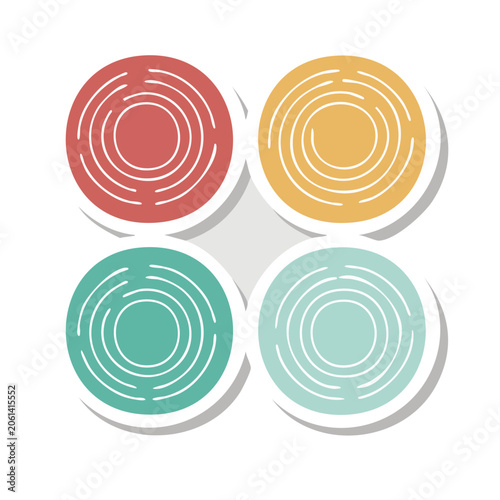 Colorful concentric circle icons in flat design