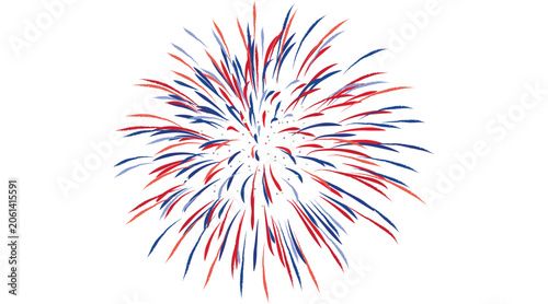 Bild auf Leinwand Patriotic red and blue firework burst isolated on white background; festive Amer