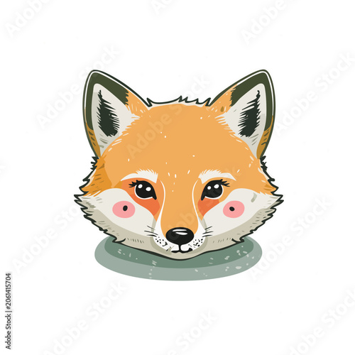 Cute cartoon fox face illustration