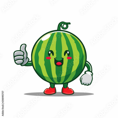 Cute Cartoon Watermelon Character Giving Thumbs Up