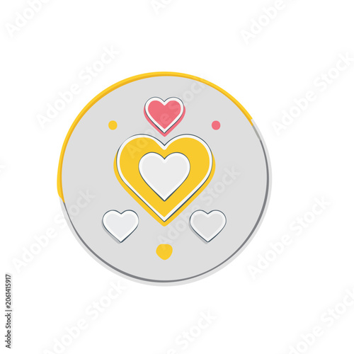 Flat design heart icon with circular frame