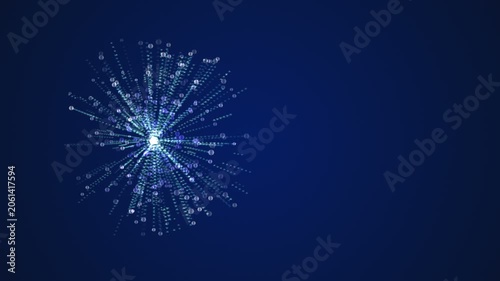 Abstract Blue Spherical Particle Burst Science Tech Background
