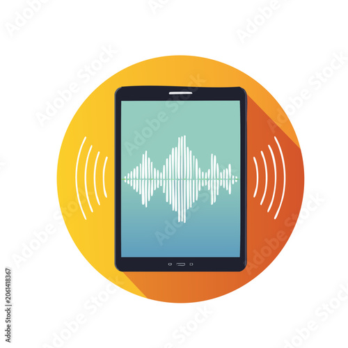 Sound wave graphic on smartphone screen