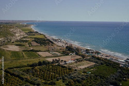 Mediterranean Coastline and Farmland in Cyprus
