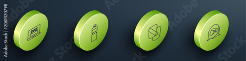Set Isometric line Boxing ring, Fitness shaker, training paws and glove icon. Vector