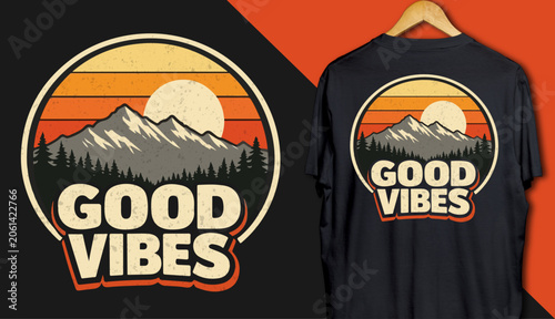 Good Vibes Positive Typography T-Shirt Design Vector