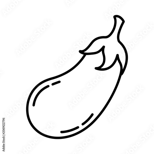 Fresh organic eggplant vegetable vector icon for healthy food and cooking design projects