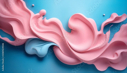 abstract pastel pink color paint with pastel blue background fluid composition with copy space minimal natural luxury