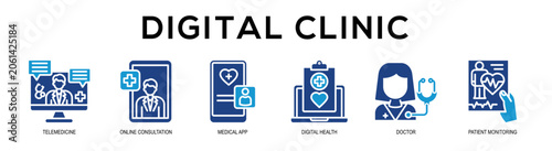 Glyphcolor - Digital Clinic web banner vector illustration concept