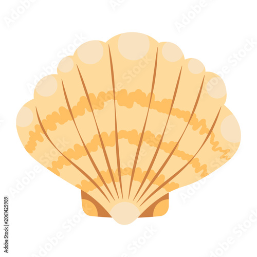 Seashell flat illustration. Isolated seashell element yellow color. Minimal hand drawn clipart for design, artwork, crafts and more.