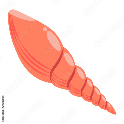 Seashell flat illustration. Isolated seashell element red color. Minimal hand drawn clipart for design, artwork, crafts and more.