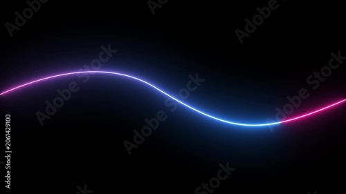 Abstract colorful neon lights animated on a black background. Movement of neon diagonal lines or glowing light stripes. bent neon lines.