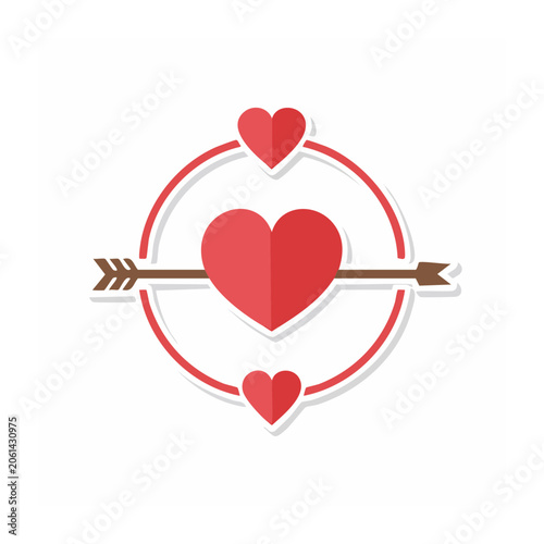 Heart and Arrow Icon in Flat Design