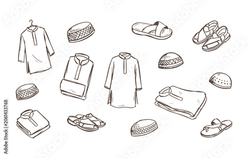 Photography Creative panjabi kurta and kufi prayer cap sketch collection