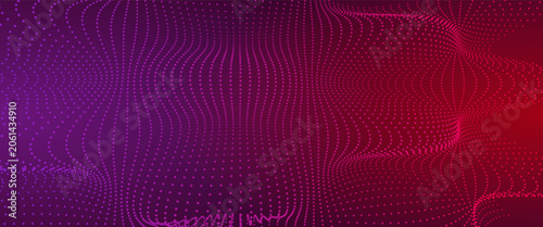 Abstract Dynamic Background With Glowing Purple Dotted Particle Wave Representing Futuristic Digital Technology Graphic Vector Illustration
