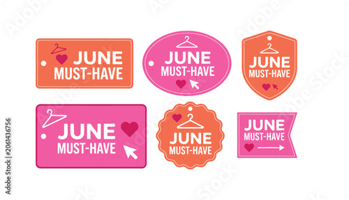 Colorful June Must-Have Badges and Banners Collection.