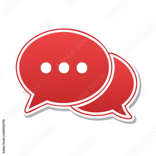 Red speech bubbles icon with transparent background