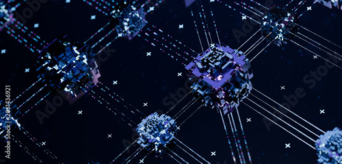 Big data,Network communication,Quantum computing cube structure with big data network line connection concept,artificial intelligence technology,blockchain infrastructure,cyber security server