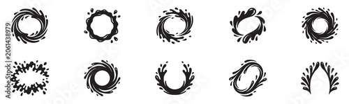 Εκτύπωση καμβά Water splash circle icon set