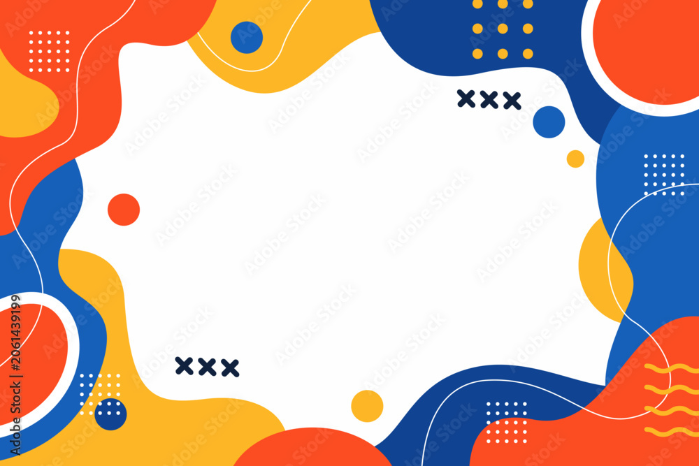 Fototapeta premium Abstract colorful geometric background featuring fluid shapes and dot patterns