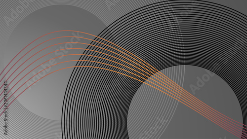 Konstfotografi Contemporary abstract monochrome background featuring overlapping circular line compositions and geometric curves