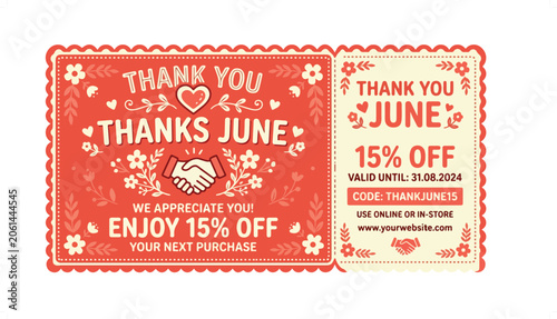 Vintage June Wedding Sale Banner with 15 Percent Discount Offer.
