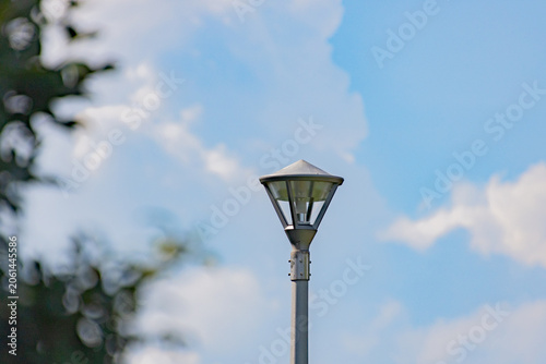 street lamp on blue sky