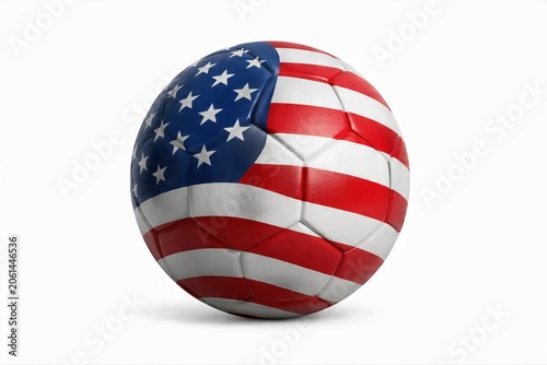 Soccer Ball USA Flag American Isolated White Background Sport