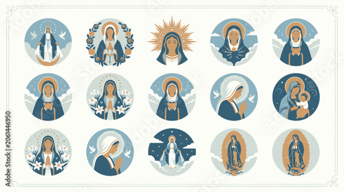 Blessed virgin mary spiritual icons for feast of the assumption