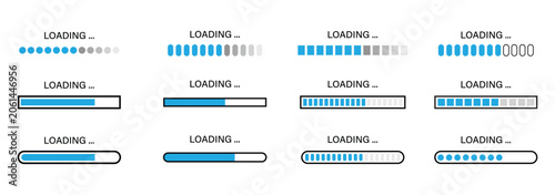 Loading Progress Bar, Spinner and Hourglass Icon Set With Circular Status Indicators, Waiting Symbols and Loading Screen Design for Web UI and Mobile App Interfaces