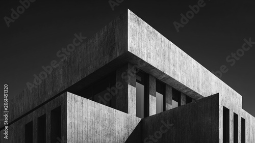 Minimal Concrete Architecture Exterior With Geometric Modern Design
