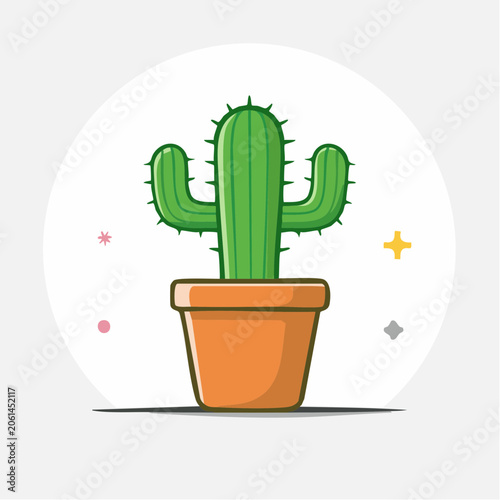 Cartoon Cactus in a Pot