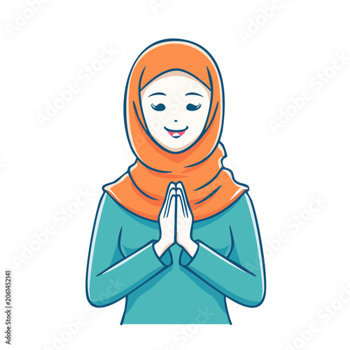 Cartoon woman in orange and blue outfit
