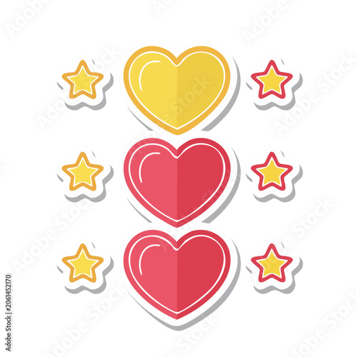 Colorful Hearts and Stars Illustration