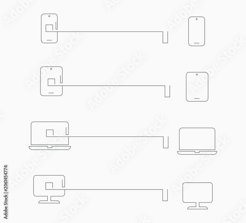modern Device icons, laptop flat vector, smartphone, tablet and monitor symbol icon