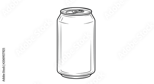 Line art illustration of a standard aluminum beverage can isolated on white