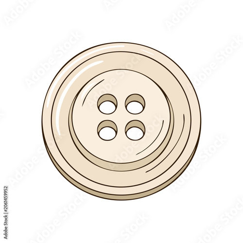 Simple Cream Colored Round Four Hole Sewing Button