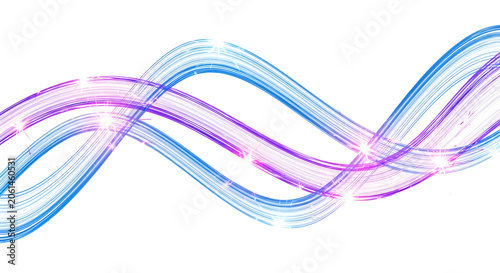 Curved neon lines twist and turn in elegant waves. Sparks fly along every path