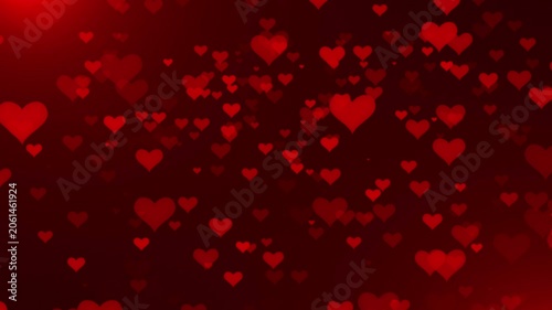Romantic Floating Red Hearts Motion Graphics Loop Background for Valentine's Day