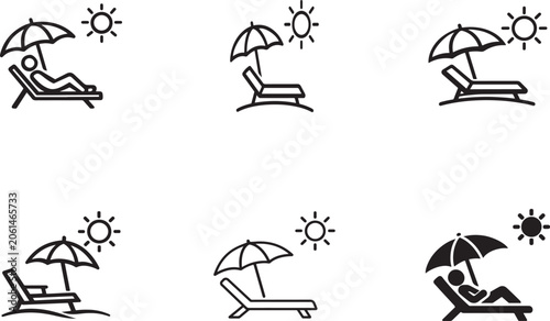 Obraz na płótnie Sun tanning person on beach chair icon