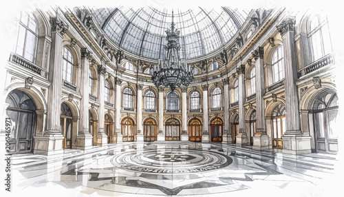 Interior of a large historic building.