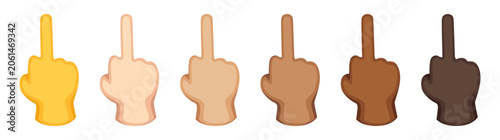 Foto Middle finger hand sign emoji, hand gesture symbol, vector icon illustration, isolated on transparent background