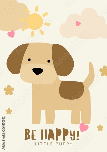 Cute Puppy Nursery Poster with Positive Quote