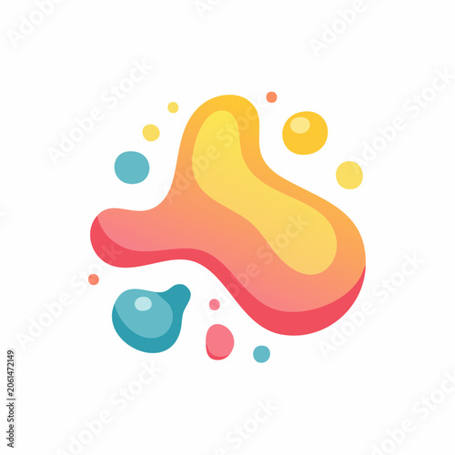 Abstract Colorful Liquid Shapes and Bubbles