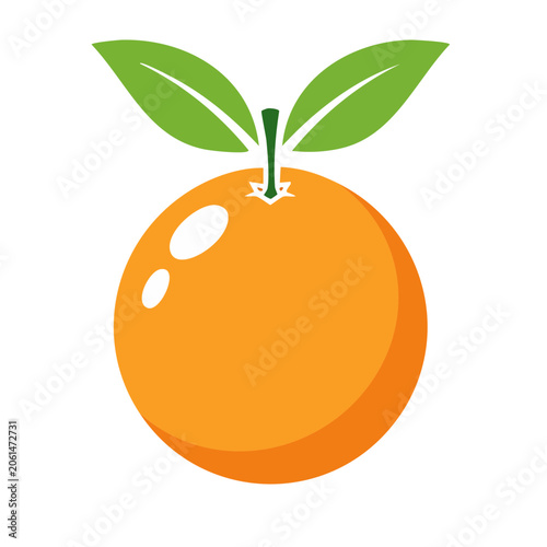 Flat design orange with green leaves icon