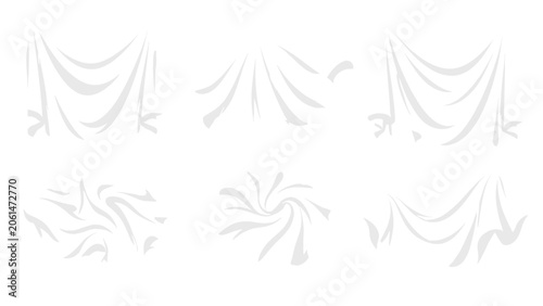 Schilderij op canvas Set of white draped cloth shapes in different floating forms