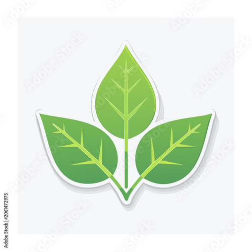 Three Green Leaves Icon on Transparent Background