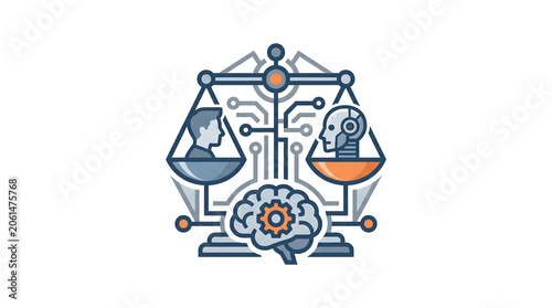 Human and Artificial Intelligence Ethics Balance Concept