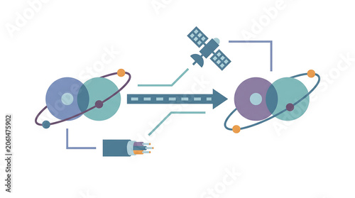 Satellite Communication and Data Transmission Concept Illustration