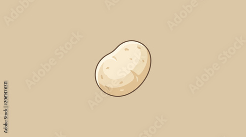 Foto Minimalist Illustration of a Single Raw Potato on Beige Background